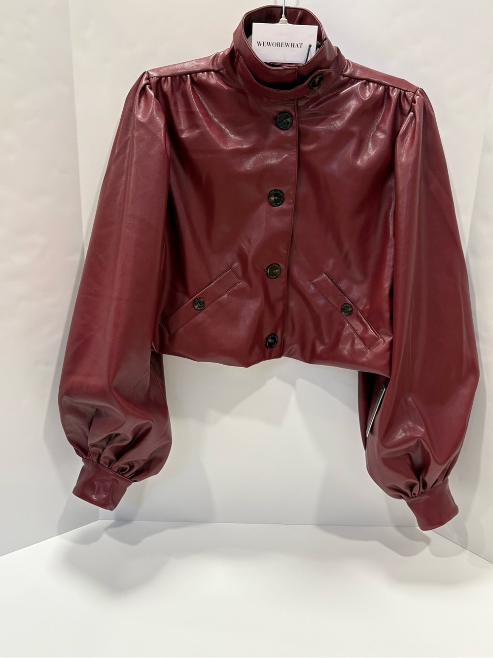 NWT WEWOREWHAT Women's Balloon Sleeve Stand Collar jacket xs $198